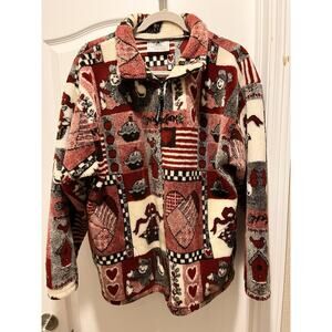 Black Mountain Coat‎ Jacket size M red black pile fleece